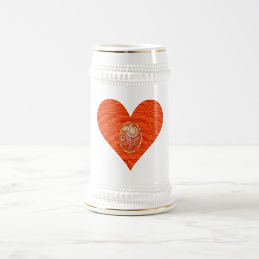 金ゴールドとオレンジヴィンテージカメオ ビールジョッキ (中央)