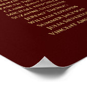 金ゴールドとオーバーン12テーブル結婚のシーティングチャート ポスター (角)