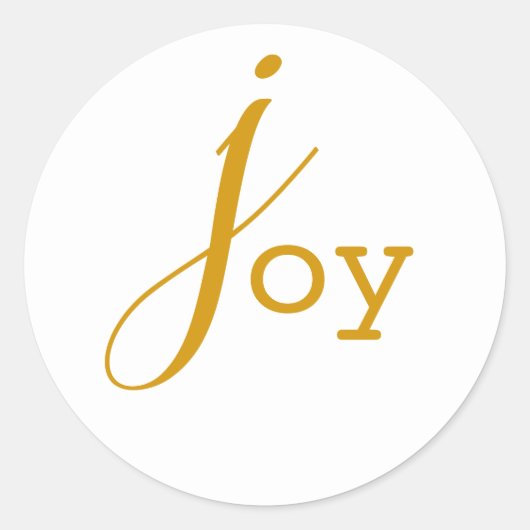 金ゴールドとカジュアルホワイトジョイ丸ステッカー ラウンドシール (正面)