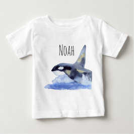 金ゴールドとカスタマイズ可能な名前のOrca ベビーTシャツ