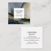 金ゴールドとカラフル抽象芸術アルコールインクリキッドアート スクエア名刺 (正面/裏面)