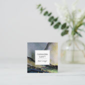 金ゴールドとカラフル抽象芸術アルコールインクリキッドアート スクエア名刺 (スタンド正面)