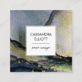 金ゴールドとカラフル抽象芸術アルコールインクリキッドアート スクエア名刺 (正面)