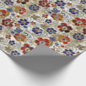 金ゴールドとカラーを使用した3Dメタルフローラはっきりした ラッピングペーパー (角)