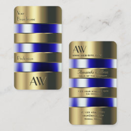 金ゴールドとガラスが青い液体をイニシャルで見る 名刺