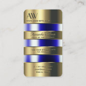 金ゴールドとガラスが青い液体をイニシャルで見る 名刺 (裏面)