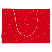 金ゴールドとキラキラ | 赤いパーソナライズされた贈り物 ラージペーパーバッグ (裏面)