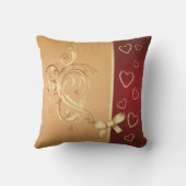 金ゴールドとクランベリーハートアメリカンMoJo枕 クッション (裏面)