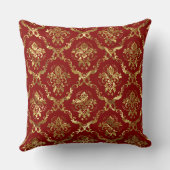 金ゴールドとクリムゾンレッドヴィンテージフローラダマスク クッション (裏面)