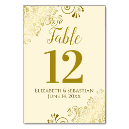 金ゴールドとクリーエレガントムフリリ結婚ーズ テーブルナンバー