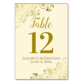 金ゴールドとクリーエレガントムフリリ結婚ーズ テーブルナンバー (裏面)