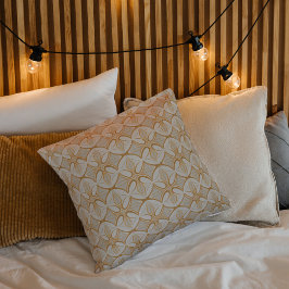 金ゴールドとクリームのミッドセンチュリーモダン クッション