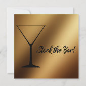 金ゴールドとグラデーションブラックカップルがバーシャワーをストック 招待状 (裏面)