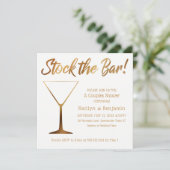金ゴールドとグラデーションホワイトカップルがバーシャワーをストック 招待状 (スタンド正面)