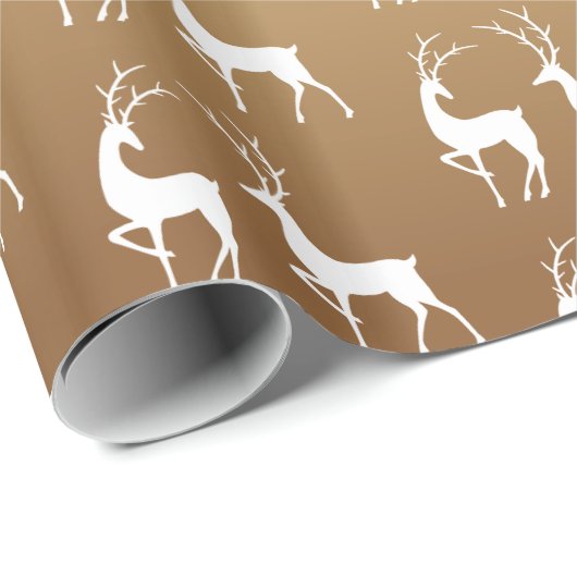 金ゴールドとグラデーションホワイトクリスマスホリデーディアー ラッピングペーパー (ロールコーナー)
