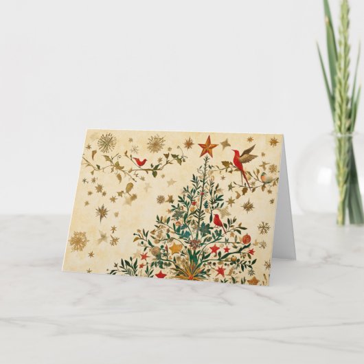 金ゴールドとグリッタークリスマスツリーデザイン カード (正面)