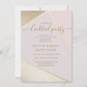 金ゴールドとグリッターホイフェイクル仮想カクテルパーティー 招待状 (正面)