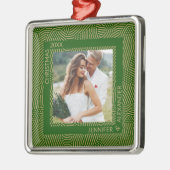 金ゴールドとグリーンカップルの写真 メタルオーナメント (左)