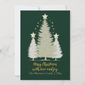 金ゴールドとグリーンクリスマスツリーと星の写真 シーズンカード (正面)