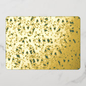 金ゴールドとグリーンクリスマスパインの針のフォトバック 箔シーズンカード (正面)