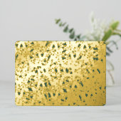 金ゴールドとグリーンクリスマスパインの針のフォトバック 箔シーズンカード (立ち正面)