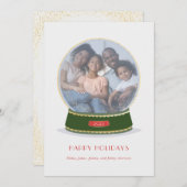 金ゴールドとグリーングライマースノードローブホリデーカード 案内状 (正面/裏面)