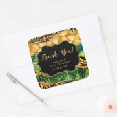金ゴールドとグリーンサファリゲート誕生日ありがとう スクエアシール (封筒)