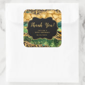 金ゴールドとグリーンサファリゲート誕生日ありがとう スクエアシール (バッグ)