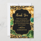 金ゴールドとグリーンサファリゲート誕生日 サンキューカード (正面)