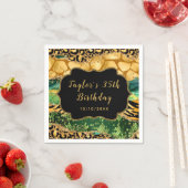 金ゴールドとグリーンサファリゲート誕生日 スタンダードカクテルナプキン (インサイチュ)