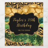 金ゴールドとグリーンサファリゲート誕生日 ワインラベル (シングルラベル)