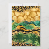 金ゴールドとグリーンサファリゲート誕生日 招待状 (裏面)