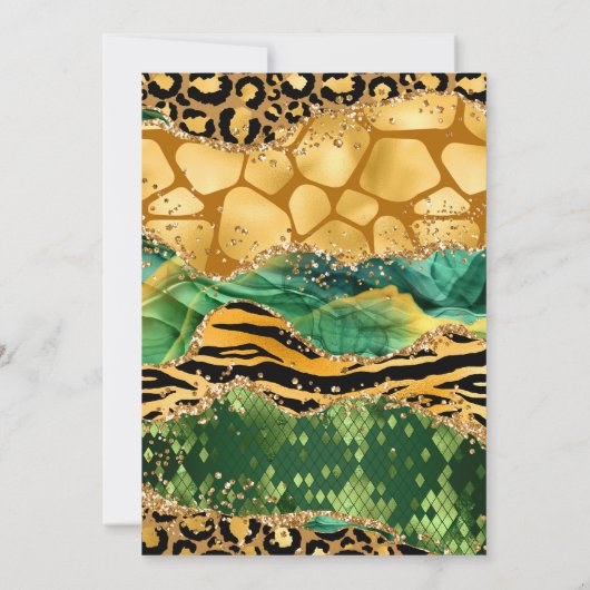 金ゴールドとグリーンサファリゲート誕生日 招待状 (裏面)