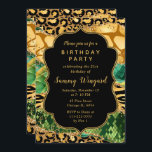 金ゴールドとグリーンサファリゲート誕生日 招待状<br><div class="desc">この金ゴールドと緑のサファリをテーマにしたアゲテの誕生日の招待状は、ヒョウのスポット、トラストライプギのプリント、キリンのヘビが含まはかりで測れている。この文字は、手書きのスクリプトとモダンサンセリフのフォントを組み合わせエレガントて、魅力的な外観を実現。金ゴールドフェイクグリッターのアクセントと抽象芸術アニマルプリントは、シックとシックの完璧なブレンドを生み出しスタイリッシュている。</div>