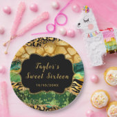 金ゴールドとグリーンサファリゲートSweet sixteen ペーパープレート (パーティー)