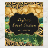 金ゴールドとグリーンサファリゲートSweet sixteen ワインラベル (シングルラベル)