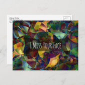 金ゴールドとグリーンデジタルアート「恋しく思I Your 顔」 ポストカード (正面/裏面)