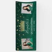 金ゴールドとグリーンバラ2写真誕生日キンセアニェラ 横断幕 (縦)