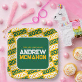 金ゴールドとグリーンパーソナライズされた卒業 ペーパープレート (パーティー)