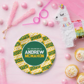 金ゴールドとグリーンパーソナライズされた卒業 ペーパープレート (パーティー)