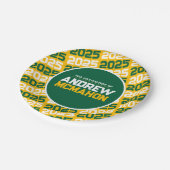 金ゴールドとグリーンパーソナライズされた卒業 ペーパープレート (アングル)