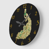 金ゴールドとグリーンピーコックピーコックエレガンスウォール ラージ壁時計 (傾斜)