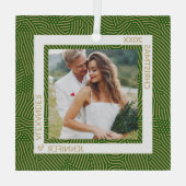 金ゴールドとグリーンフォト ガラスオーナメント (裏面)