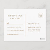 金ゴールドとグリーンボタニカルウェディングRSVPはがき ポストカード (裏面)