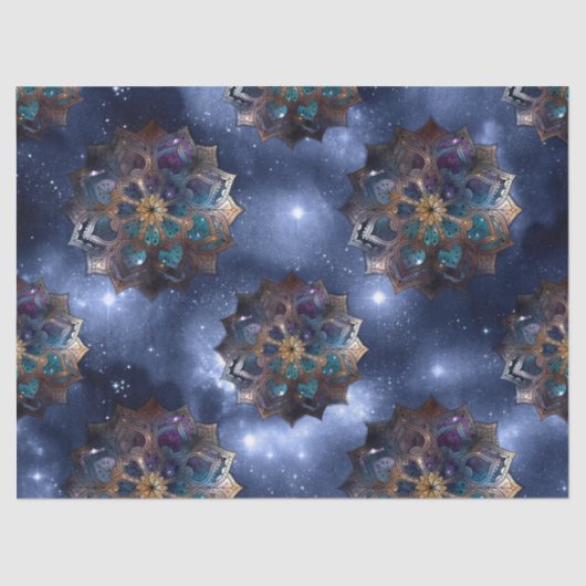 金ゴールドとグリーンマンダラオンダークスカイデコパージュ 薄葉紙 (正面)