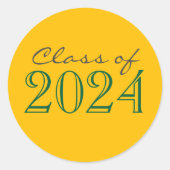 金ゴールドとグリーン卒業封筒用シールシール ラウンドシール (正面)