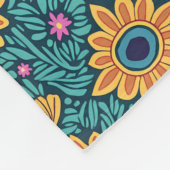 金ゴールドとグリーン毛布フローラシームレスデザイン。 フリースブランケット (角)