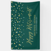 金ゴールドとグリーン紙吹雪 |ハッピーリタイアメントパーティー 横断幕 (縦)