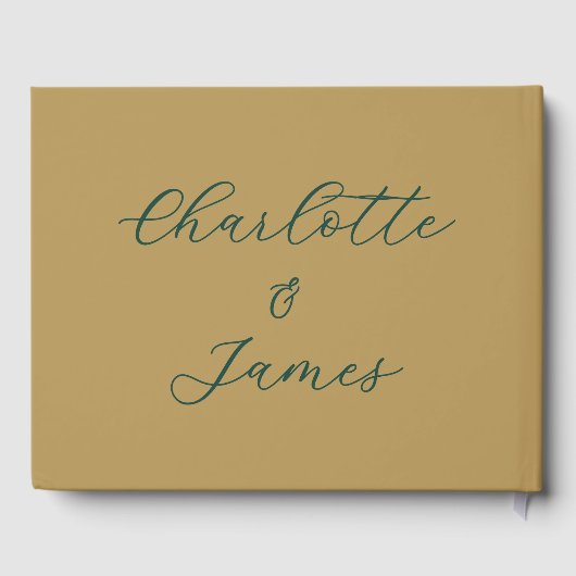 金ゴールドとグリーン結婚クリスマスの写真 ゲストブック (裏面)