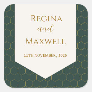 金ゴールドとグリーン金ゴールド1920年代ヴィンテージ結婚式アールデコ スクエアシール